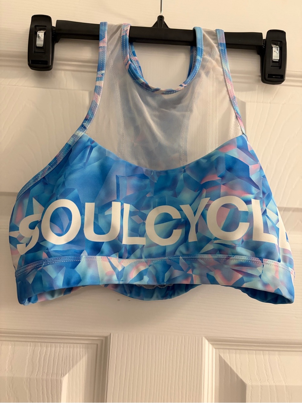 soulcycle Sky Blue & Pink Geometric Sports Bra